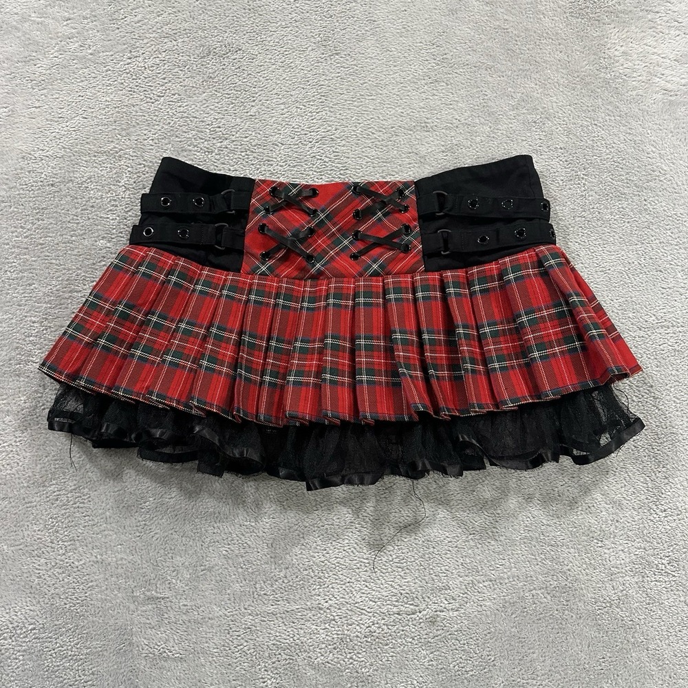Jawbreaker Plaid Mini Skirt Women L Black Red Edgy Y2K Punk Cosplay